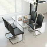 Tempered Glass Dining Table With Four PU Chairs Set - Omega Lifestyles