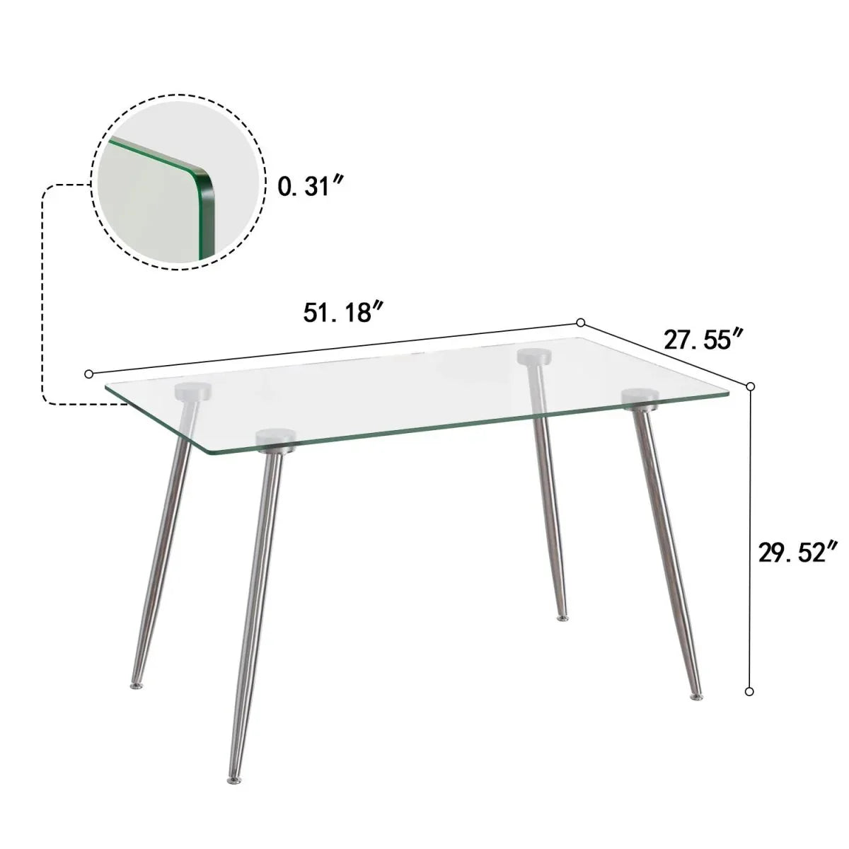 Tempered Glass Dining Table With Four PU Chairs Set - Omega Lifestyles
