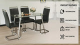 Tempered Glass Dining Table With Four PU Chairs Set - Omega Lifestyles