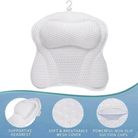 Thick Supportive Bath Pillow With Strong Suction Cups - Sleep Galleria