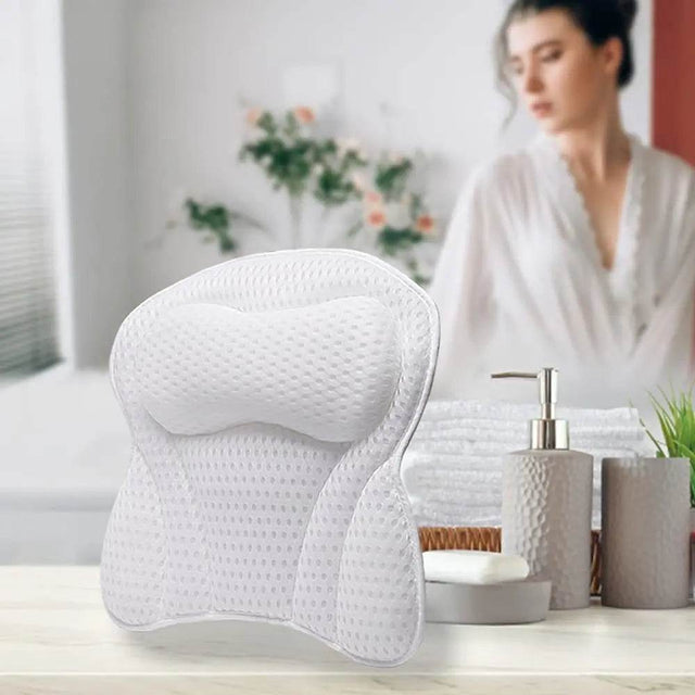 Thick Supportive Bath Pillow With Strong Suction Cups - Omega Lifestyles