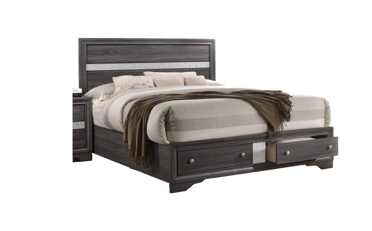 Traditional Gray Wood 5-Piece Bedroom Furniture Set - Omega Lifestyles