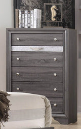 Traditional Gray Wood 5-Piece Bedroom Furniture Set - Omega Lifestyles