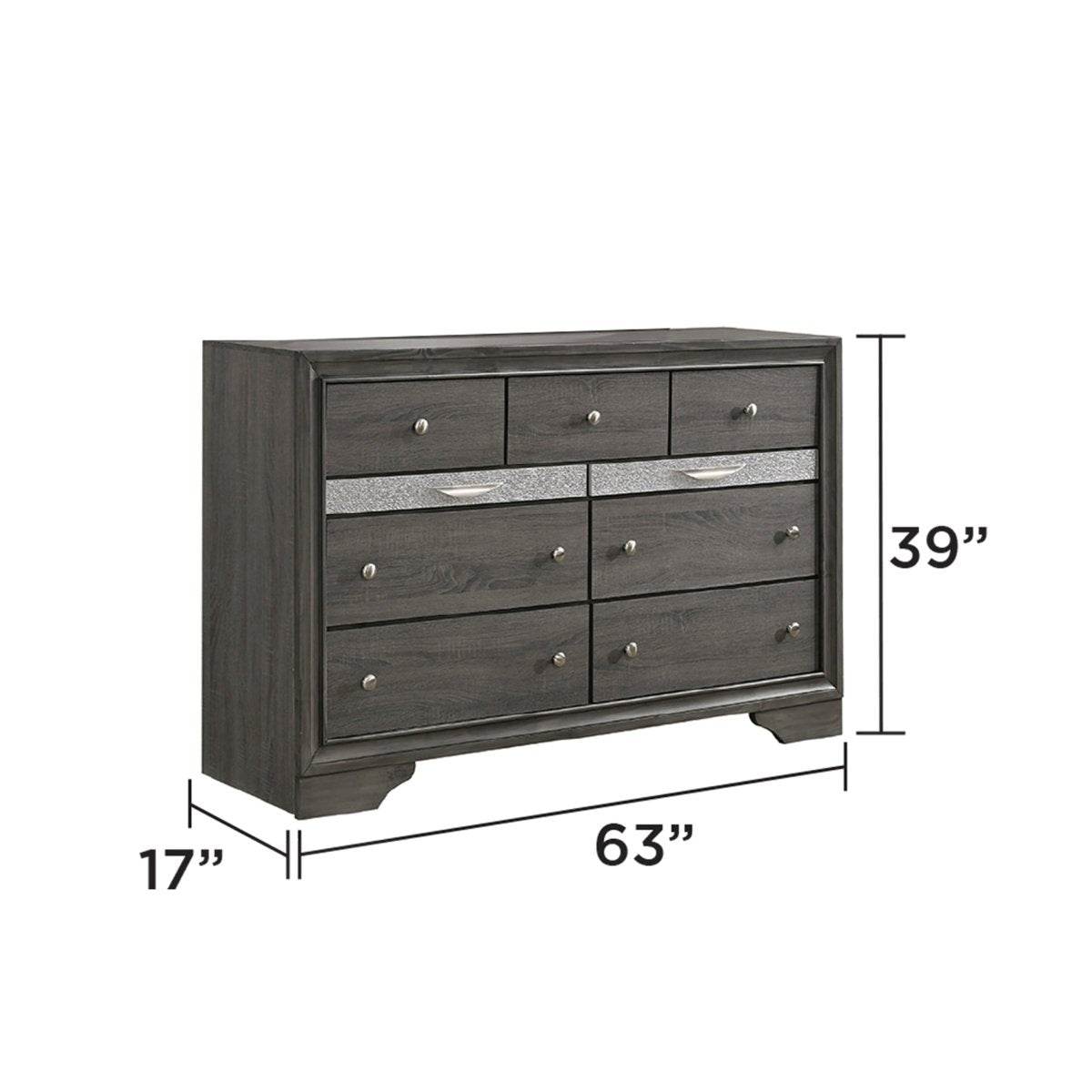 Traditional Gray Wood 5-Piece Bedroom Furniture Set - Omega Lifestyles