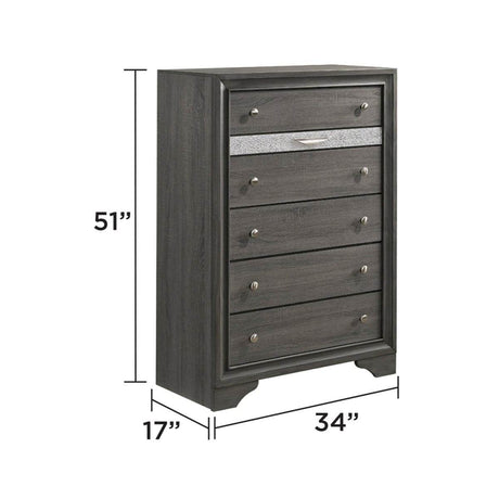 Traditional Gray Wood 5-Piece Bedroom Furniture Set - Omega Lifestyles