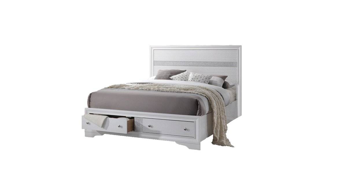 Traditional White Wood 5-Piece Bedroom Furniture Set - Omega Lifestyles