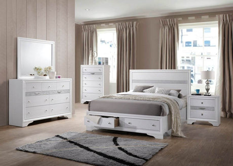Traditional White Wood 5-Piece Bedroom Furniture Set - Omega Lifestyles