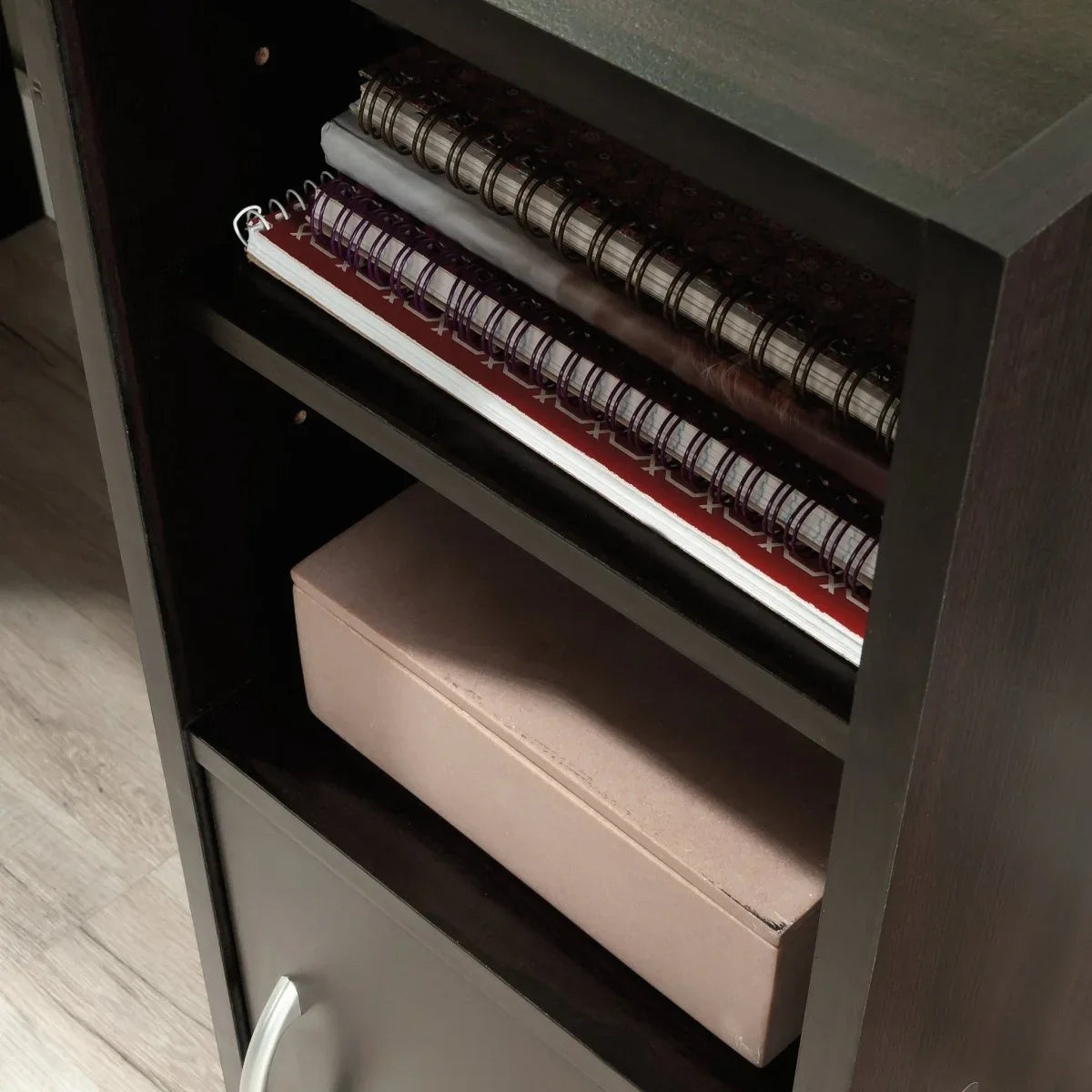 Transitional Brown Engineered Wood Computer Desk With Shelves - Omega Lifestyles