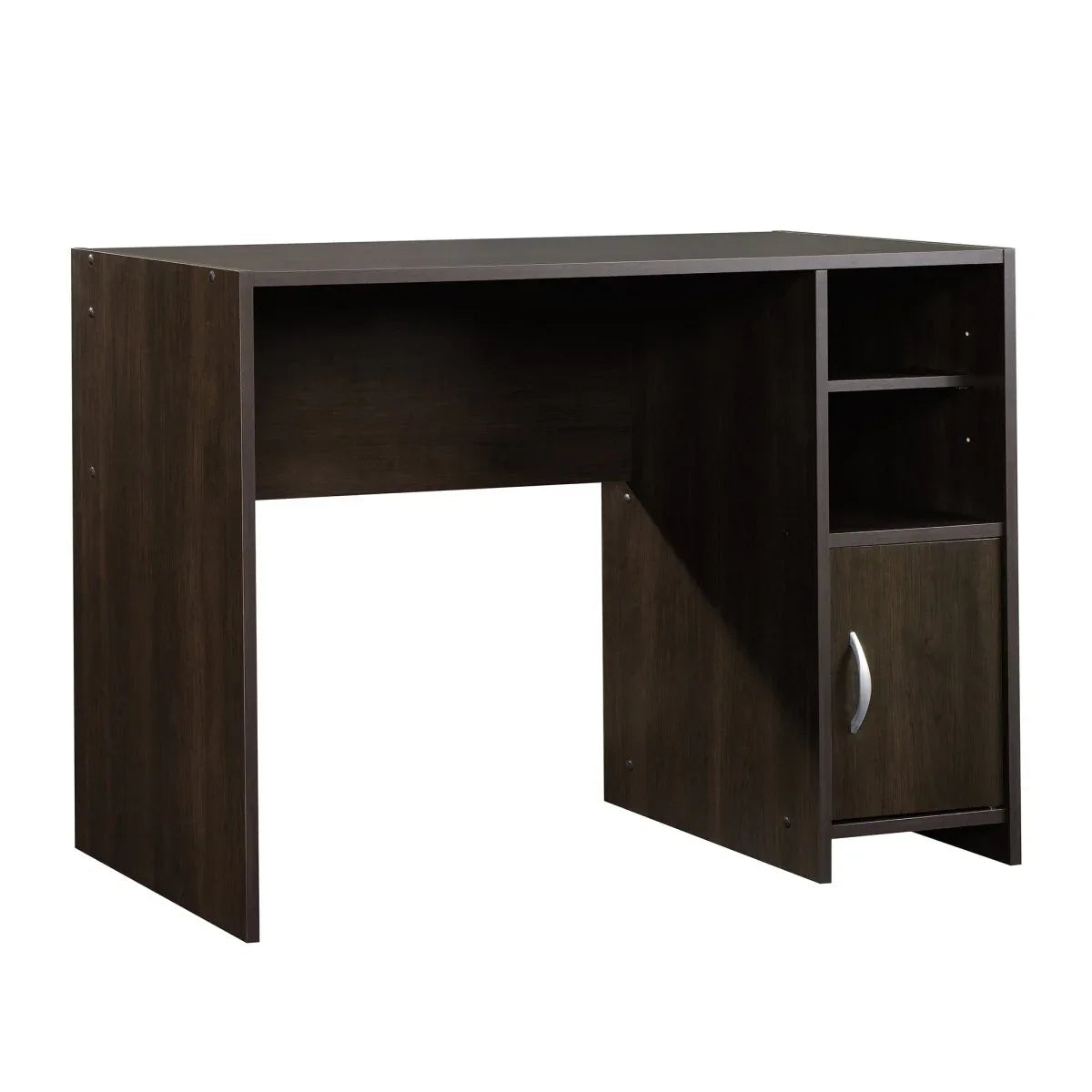 Transitional Brown Engineered Wood Computer Desk With Shelves - Omega Lifestyles