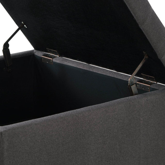 Tufted Square Linen Storage Ottoman With Wood Legs - Omega Lifestyles