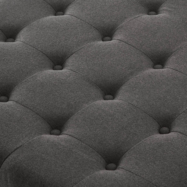 Tufted Square Linen Storage Ottoman With Wood Legs - Omega Lifestyles