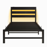 Twin Heavy Duty Metal Platform Bed Frame With USB - Driftwood - Omega Lifestyles