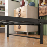 Twin Industrial Metal Wood Platform Bed Frame With Charging Station - Driftwood - Omega Lifestyles