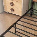 Twin Industrial Metal Wood Platform Bed Frame With Charging Station - Driftwood - Omega Lifestyles