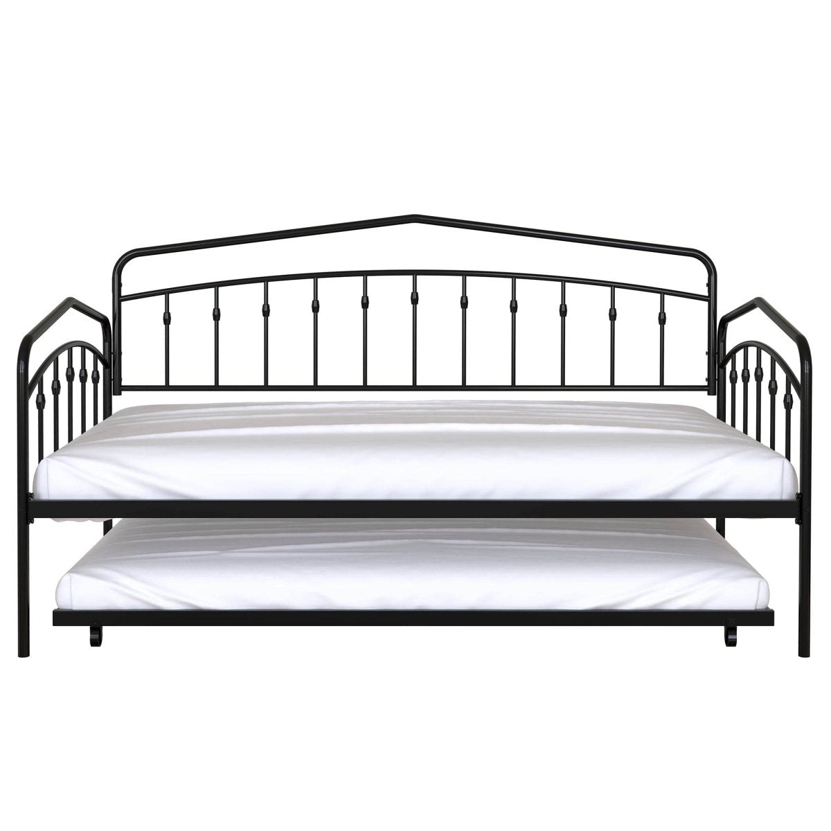 Twin Metal Daybed With Trundle Black Frame Set - Driftwood - Omega Lifestyles