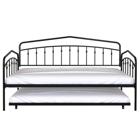 Twin Metal Daybed With Trundle Black Frame Set - Driftwood - Omega Lifestyles
