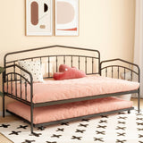 Twin Metal Daybed With Trundle Black Frame Set - Driftwood - Omega Lifestyles