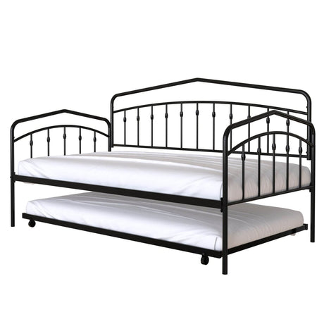 Twin Metal Daybed With Trundle Black Frame Set - Driftwood - Omega Lifestyles