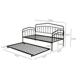 Twin Metal Daybed With Trundle Black Frame Set - Driftwood - Omega Lifestyles