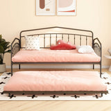 Twin Metal Daybed With Trundle Black Frame Set - Driftwood - Omega Lifestyles