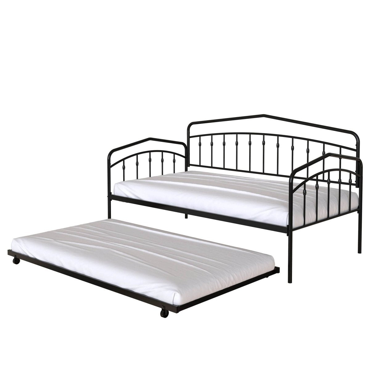 Twin Metal Daybed With Trundle Black Frame Set - Driftwood - Omega Lifestyles