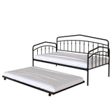 Twin Metal Daybed With Trundle Black Frame Set - Driftwood - Omega Lifestyles