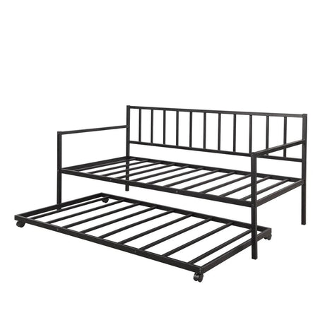 Twin Metal Daybed With Trundle Durable Lounge Frame - Driftwood - Omega Lifestyles