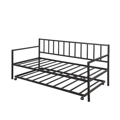 Twin Metal Daybed With Trundle Durable Lounge Frame - Driftwood - Omega Lifestyles