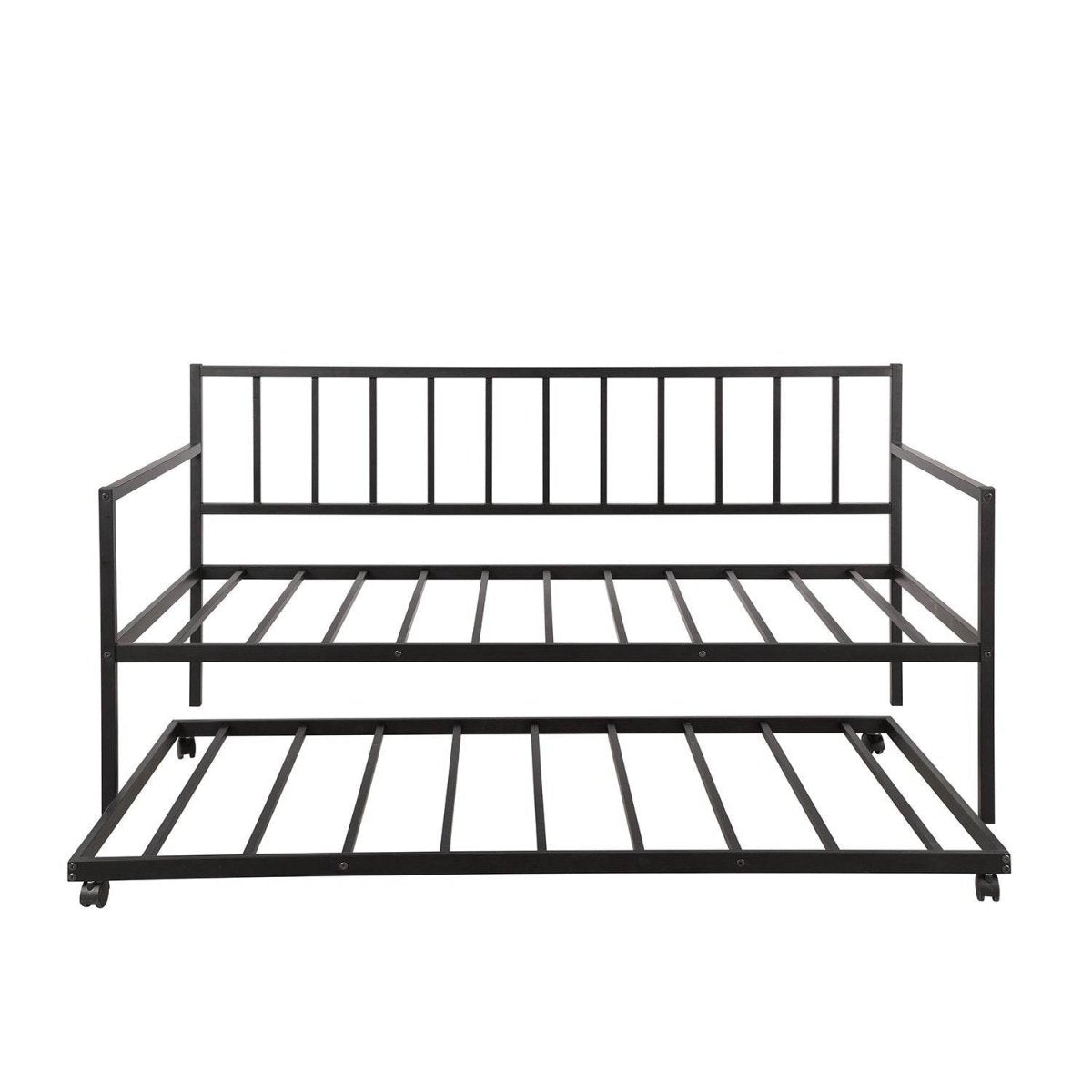 Twin Metal Daybed With Trundle Durable Lounge Frame - Driftwood - Omega Lifestyles