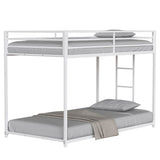 Twin Metal Twin Over Twin Bunk Bed Frame With Ladder And Guardrails - Driftwood - Omega Lifestyles