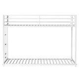 Twin Metal Twin Over Twin Bunk Bed Frame With Ladder And Guardrails - Driftwood - Omega Lifestyles