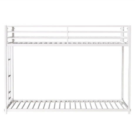Twin Metal Twin Over Twin Bunk Bed Frame With Ladder And Guardrails - Driftwood - Omega Lifestyles