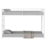 Twin Metal Twin Over Twin Bunk Bed Frame With Ladder And Guardrails - Driftwood - Omega Lifestyles