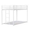 Twin Metal Twin Over Twin Bunk Bed Frame With Ladder And Guardrails - Driftwood - Omega Lifestyles