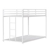 Twin Metal Twin Over Twin Bunk Bed Frame With Ladder And Guardrails - Driftwood - Omega Lifestyles