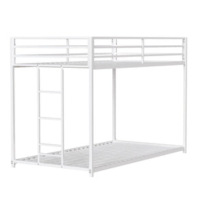 Twin Metal Twin Over Twin Bunk Bed Frame With Ladder And Guardrails - Omega Lifestyles