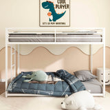 Twin Metal Twin Over Twin Bunk Bed Frame With Ladder And Guardrails - Driftwood - Omega Lifestyles