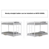 Twin Metal Twin Over Twin Bunk Bed Frame With Ladder And Guardrails - Driftwood - Omega Lifestyles
