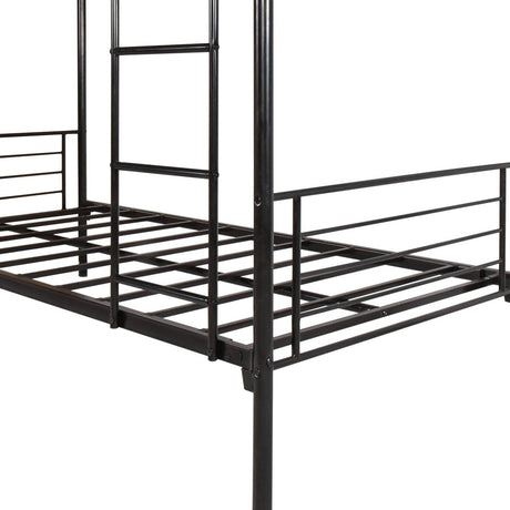 Twin Modern Metal Twin Over Twin Bunk Bed Frame - Driftwood - Omega Lifestyles
