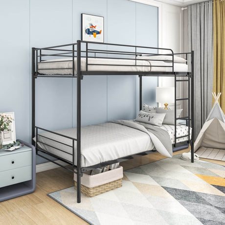 Twin Modern Metal Twin Over Twin Bunk Bed Frame - Driftwood - Omega Lifestyles