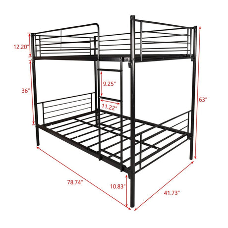 Twin Modern Metal Twin Over Twin Bunk Bed Frame - Driftwood - Omega Lifestyles