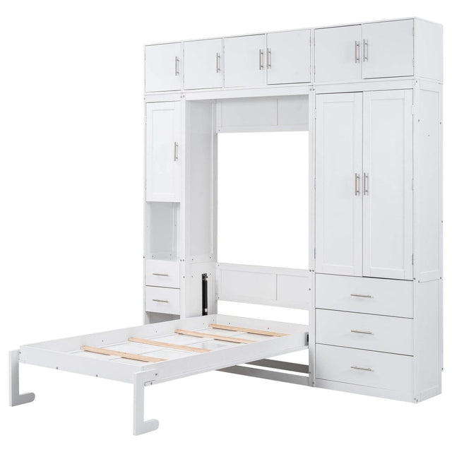 Twin Murphy Bed Frame With Lockers And Wardrobes - Omega Lifestyles