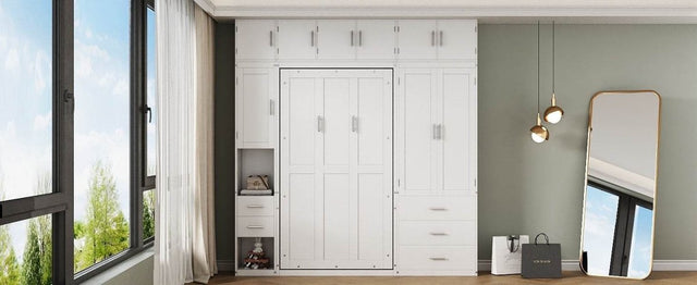 Twin Murphy Bed Frame With Lockers And Wardrobes - Omega Lifestyles