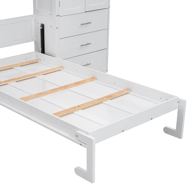 Twin Murphy Bed Frame With Lockers And Wardrobes - Omega Lifestyles