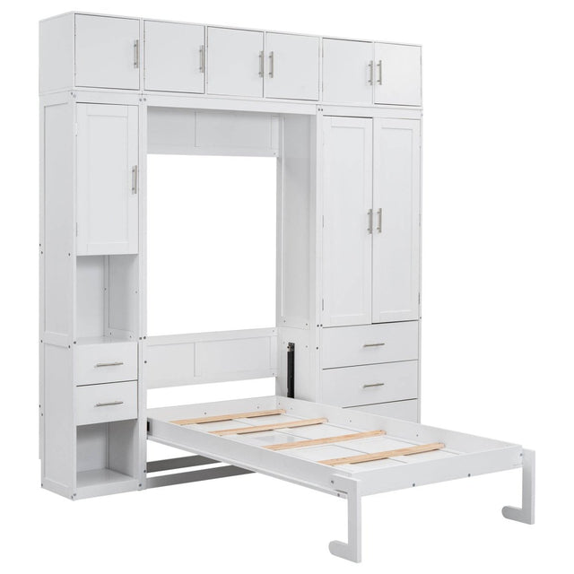 Twin Murphy Bed Frame With Lockers And Wardrobes - Omega Lifestyles