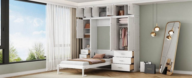 Twin Murphy Bed Frame With Lockers And Wardrobes - Omega Lifestyles