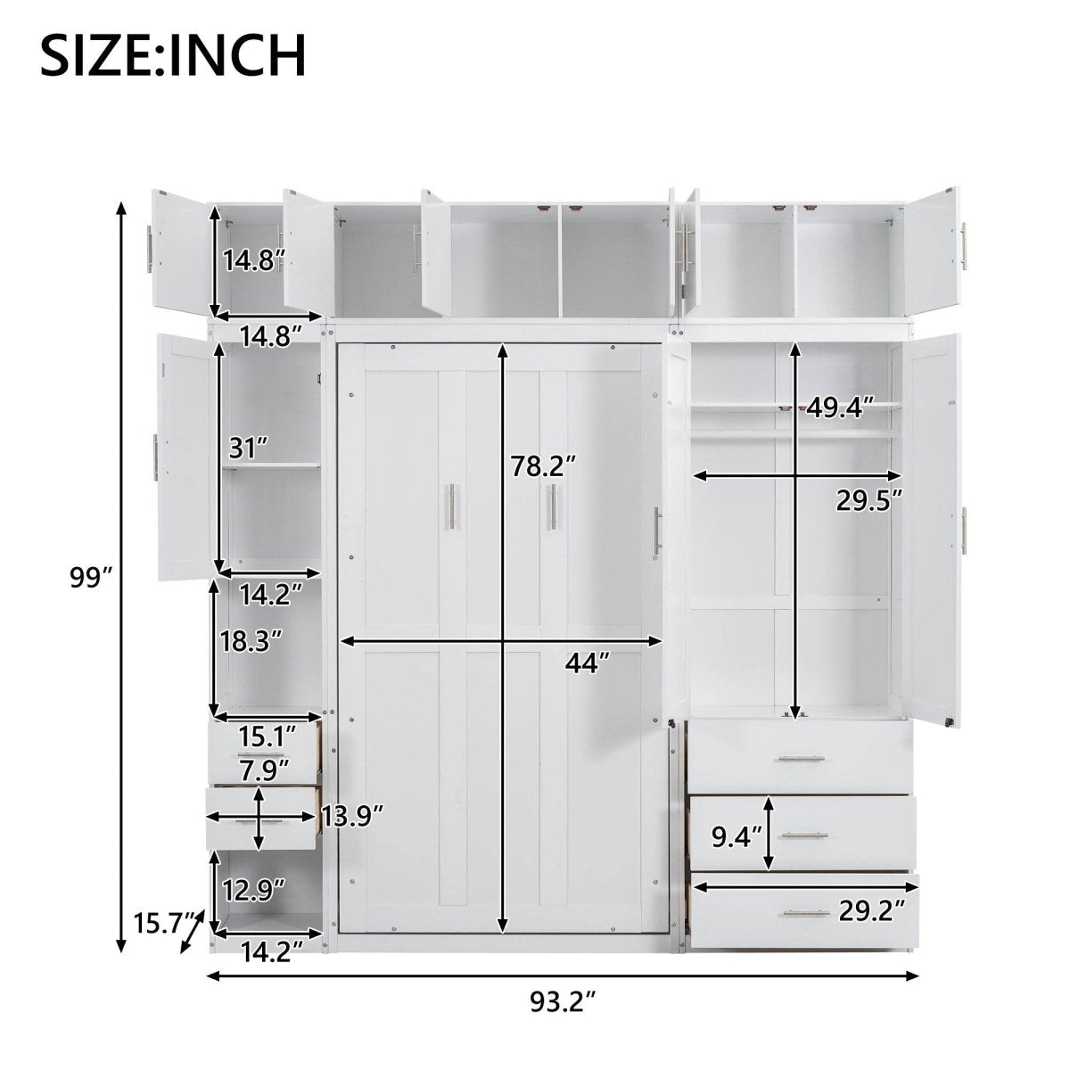 Twin Murphy Bed Frame With Lockers And Wardrobes - Sleep Galleria