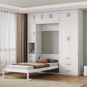 Twin Murphy Bed Frame With Lockers And Wardrobes - Omega Lifestyles