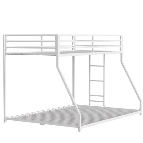 Twin Over Full Metal Bunk Bed With Ladder And Guardrails - Driftwood - Omega Lifestyles