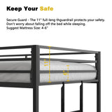 Twin Over Twin Metal Bunk Bed Frame With Ladder And Guardrails - Driftwood - Omega Lifestyles